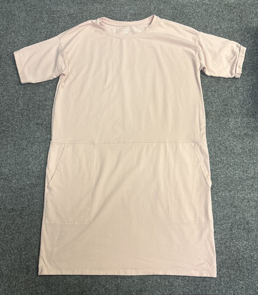 Eileen Fisher Pink Short Sleeves Organic Cotton Oversized Dress Pockets Casual